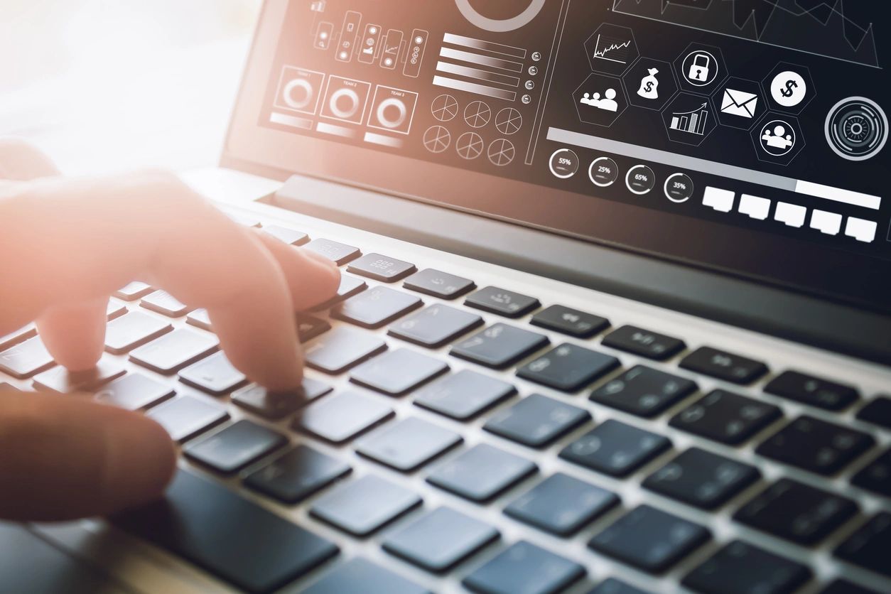 Technology analytics displayed on a laptop
